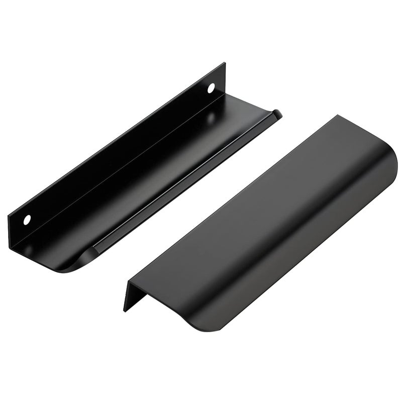 Ravinte Hardware 10 Pack Black Cabinet Handles  5.9 Inch (150mm) Finger Edge Pulls  5 Inch Hole Center  Finger Pulls for Cabinets - Image 1